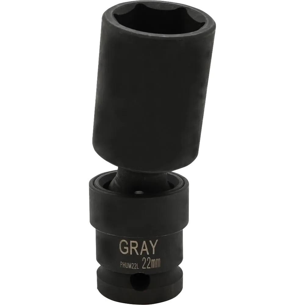 1/2" Drive 6 Point Metric Deep Universal Joint Sockets - Impact Black Industrial Finish