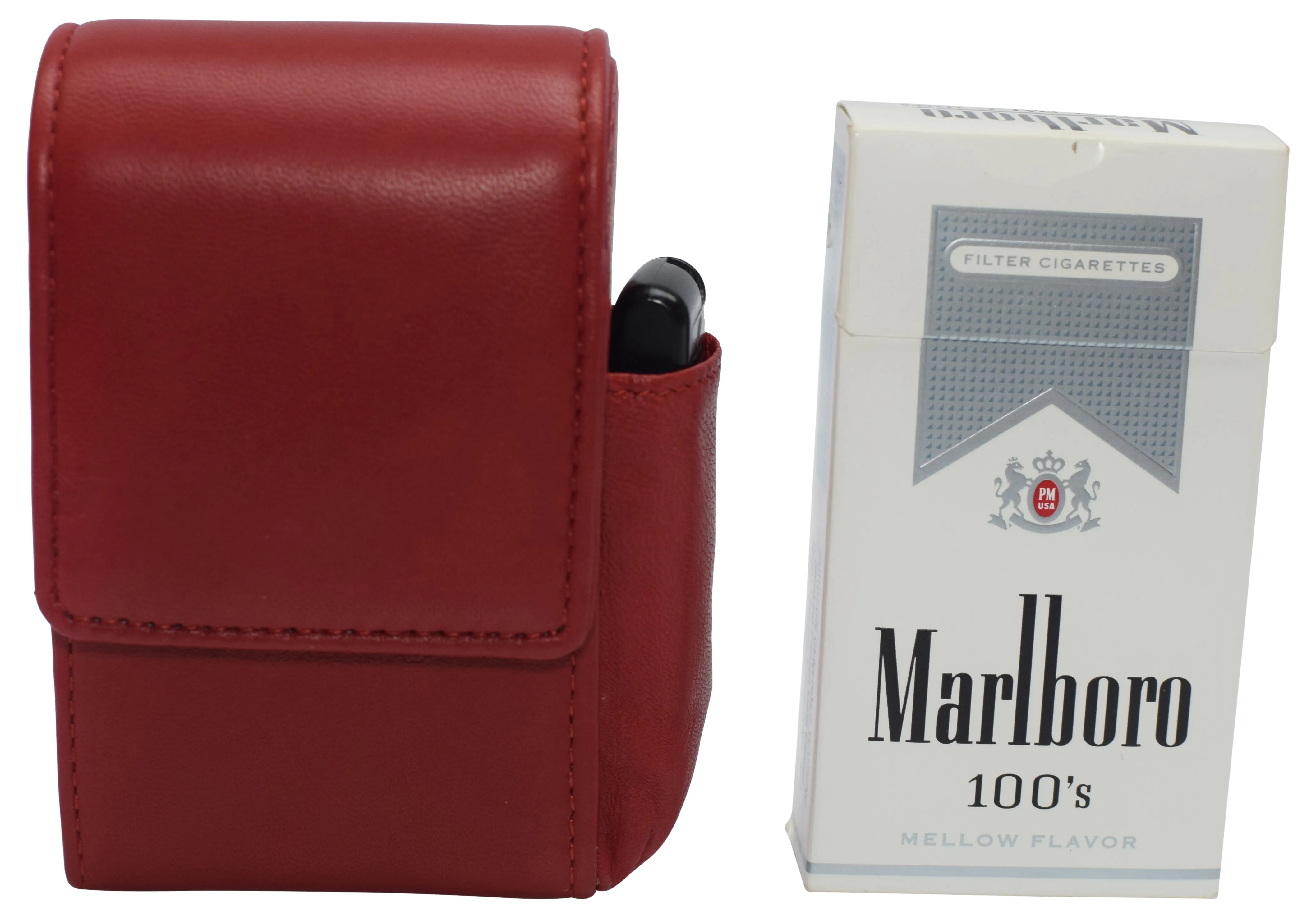 1847 Genuine Leather Cigarette Box Anti-Scratch Protective Storage Case with Lighter Holder