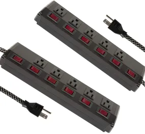 2 Pack Long Power Strip Surge Protector, 6 Metal Power Outlets 2 USB Ports, 6 ft Long Extension Cord