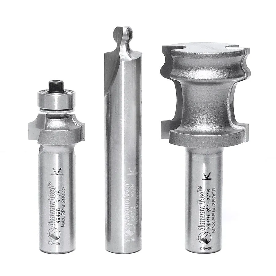 3 Piece Tambour Door Router Bit Set | 5⁄64 Radius x 1⁄2" Shank | 54314 | 738685543146