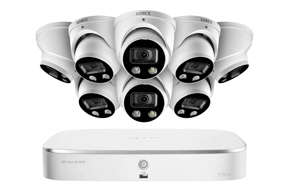 8-Channel 4K Fusion NVR System with Smart Deterrence Dome Cameras