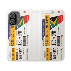 Airline Boarding Pass-Inspired Flip Cover Phone Case for South Africa Travel