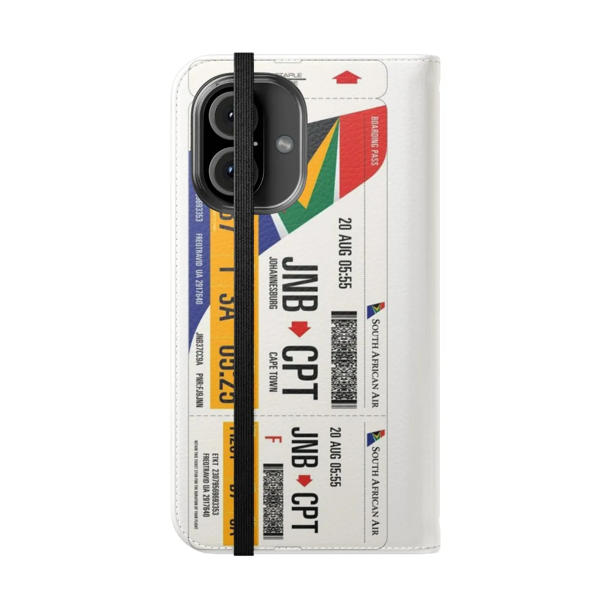 Airline Boarding Pass-Inspired Flip Cover Phone Case for South Africa Travel