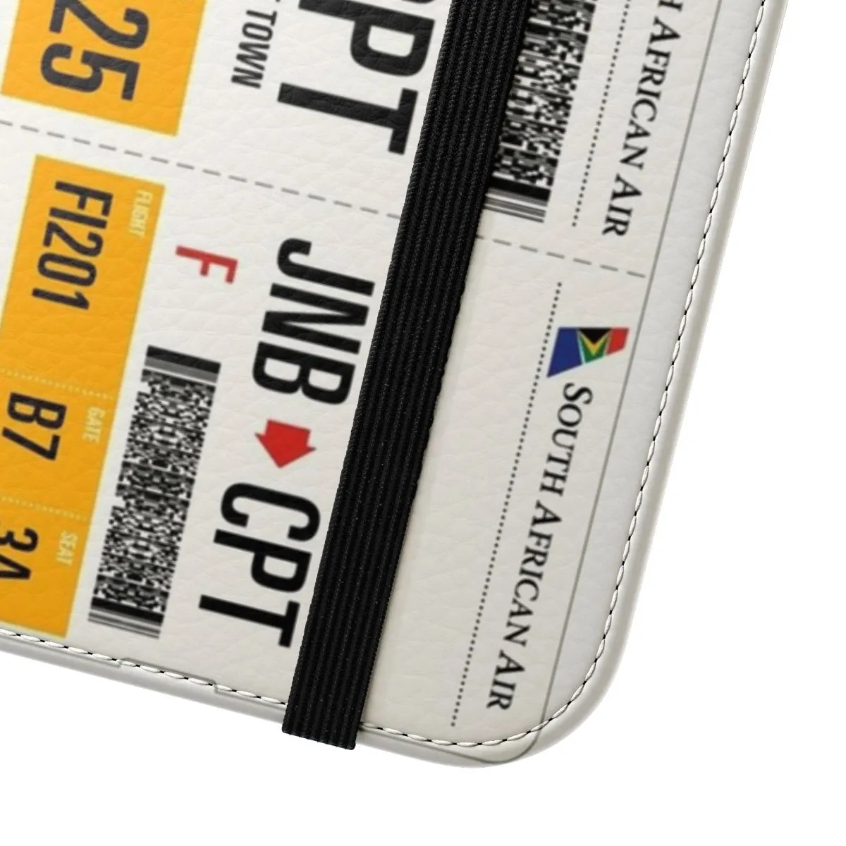 Airline Boarding Pass-Inspired Flip Cover Phone Case for South Africa Travel