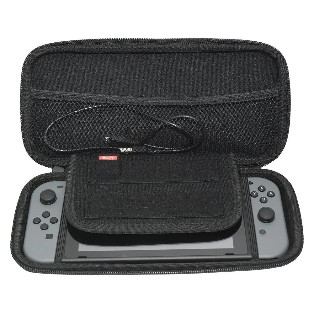 Althemax® Carrying Case Protective, hard, portable carrying case Multi bag for games Orange interior for Nintendo Switch Gray