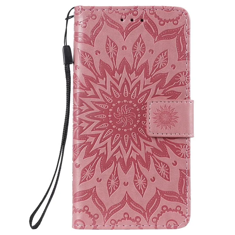 Anymob Huawei Phone Case Light Pink Flower Design Flip Leather Wallet Phone Cover