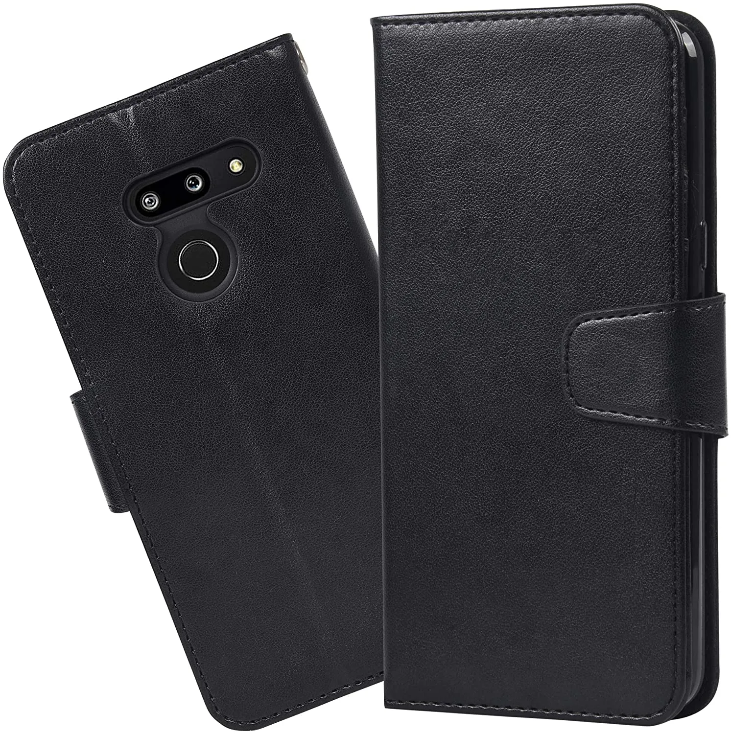 Arae LG Case G8 ThinQ Case, LG G8 Case, PU Leather Wallet case [Stand Feature] with Wrist Strap and ID&Credit Cards Pocket [Not for G8S] - Black