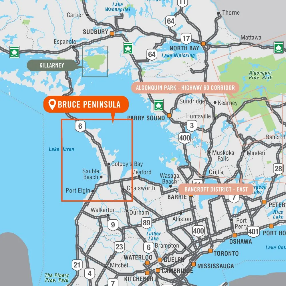 Backroad Mapbooks Bruce Peninsula Tear-Resistant Topographic Map