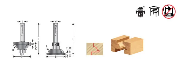 Bead Rail Cutter Router Bit | 23⁄64 Radius x 1 1⁄2 Dia x 9⁄16 x 1⁄4" Shank w⁄BB | 49646 | 738685496466