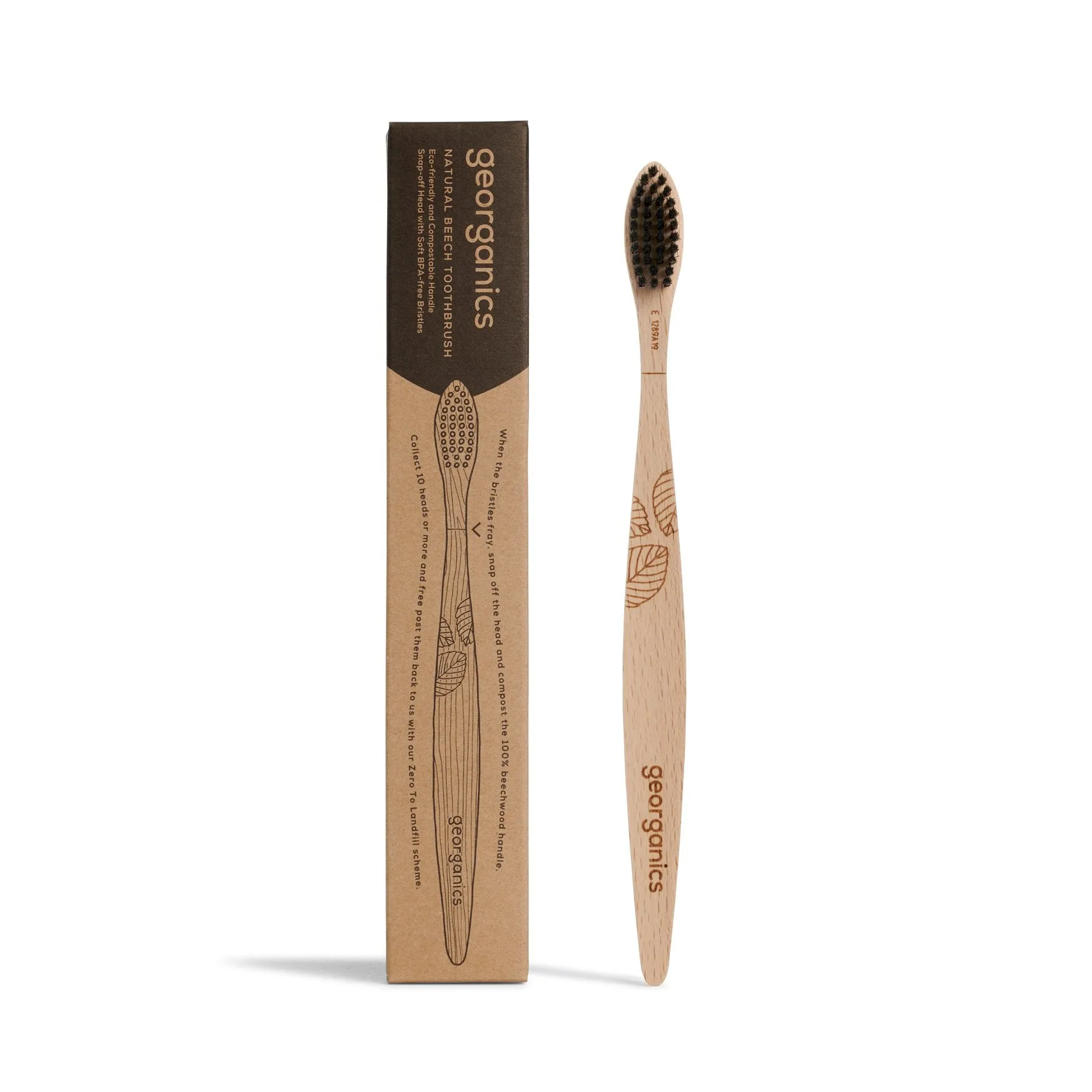 Beechwood Toothbrush, Wooden Toothbrush, Soft Bristles, Georganics