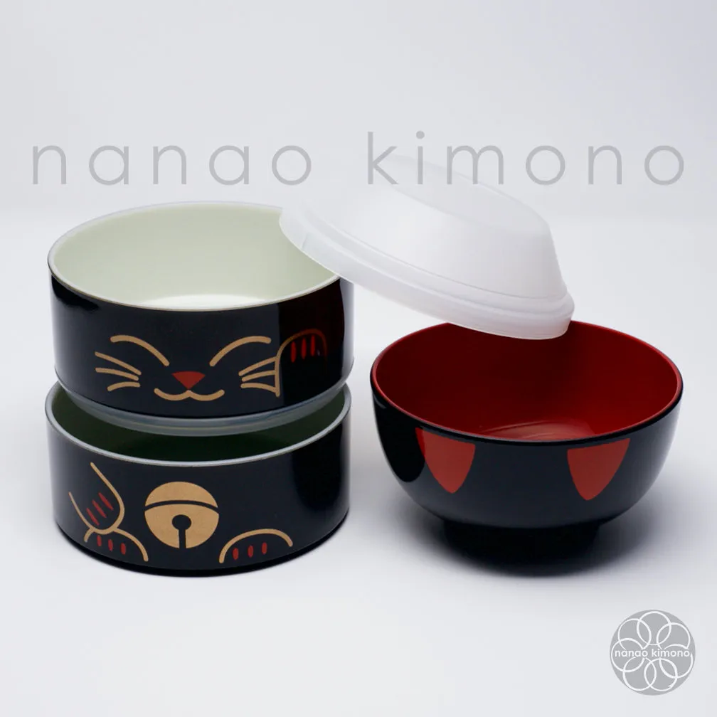 Bento Box - Maneki Neko Black (Kokeshi) L