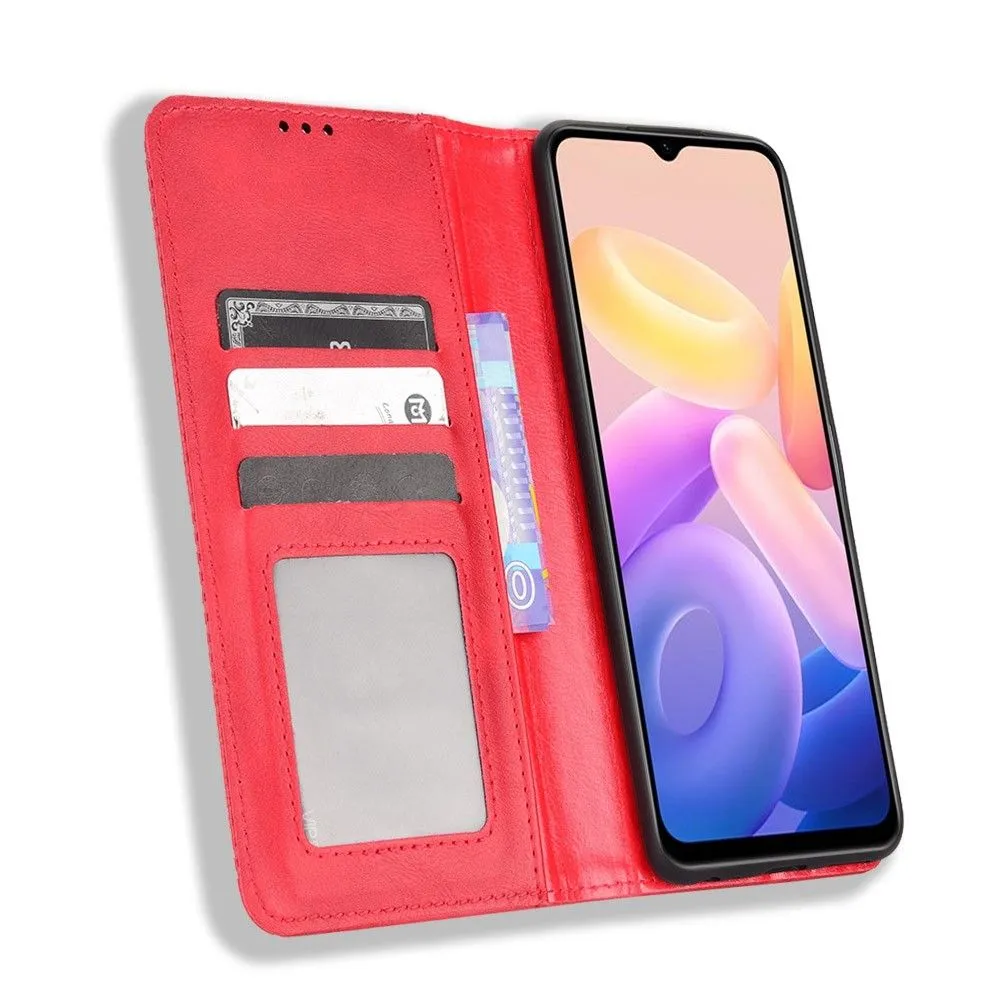 Bofink Vintage Vivo Y55s 5G leather case - Red