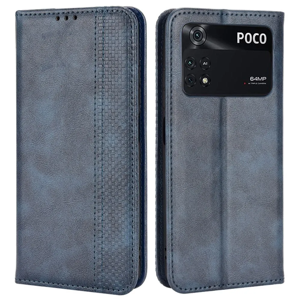 Bofink Vintage Xiaomi Poco M4 Pro leather case - Blue