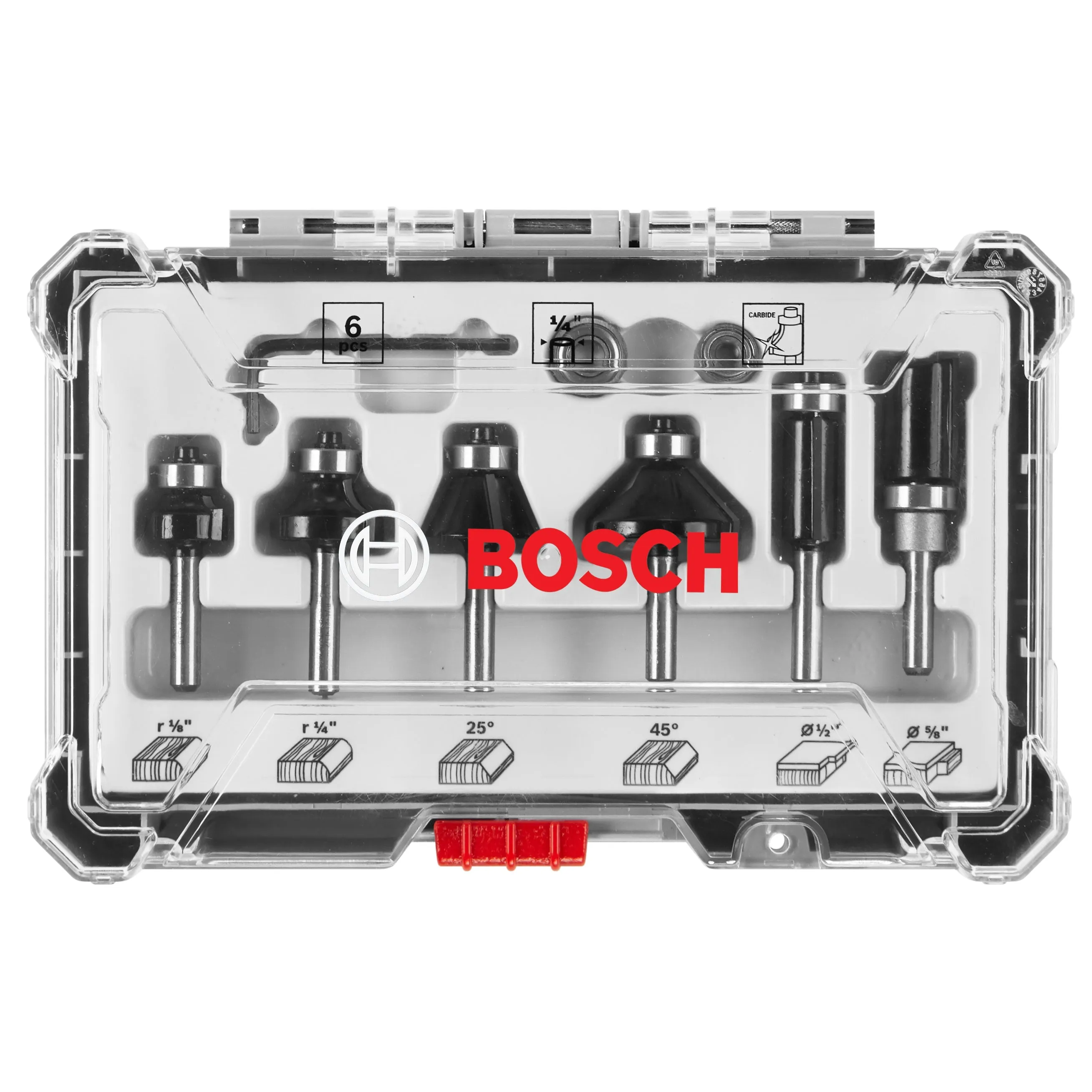 BOSCH RBS006TES 6 pc. Carbide-Tipped Trim and Edging Router Bit Set