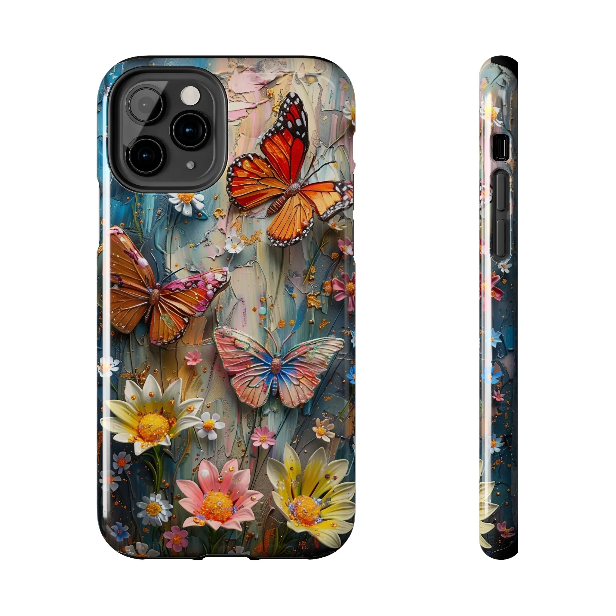 Butterfly Floral Art iPhone Case, Vibrant Nature-Inspired Protective Phone Cover compatible with a large variety of iPhone models, Phone Case, Gift