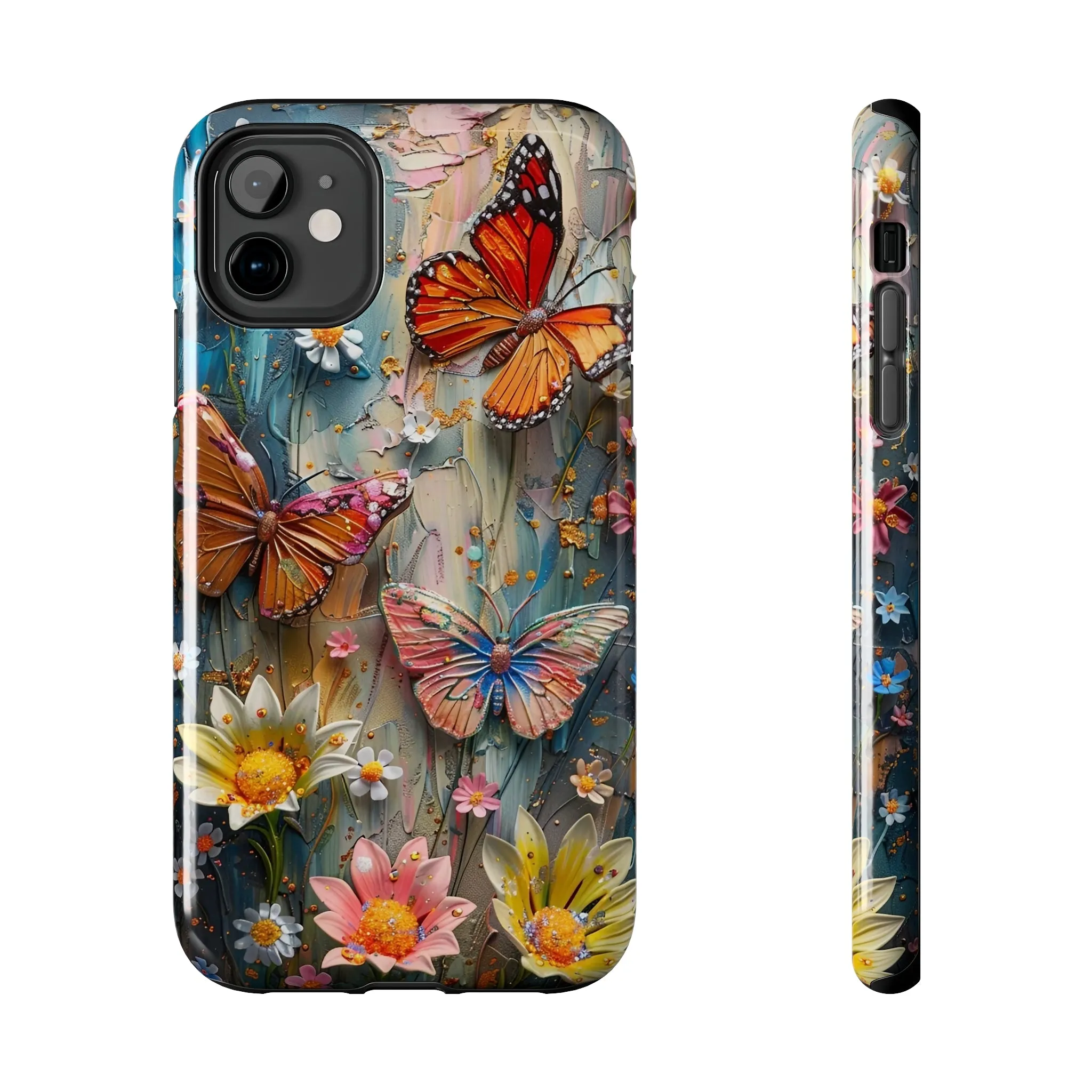 Butterfly Floral Art iPhone Case, Vibrant Nature-Inspired Protective Phone Cover compatible with a large variety of iPhone models, Phone Case, Gift