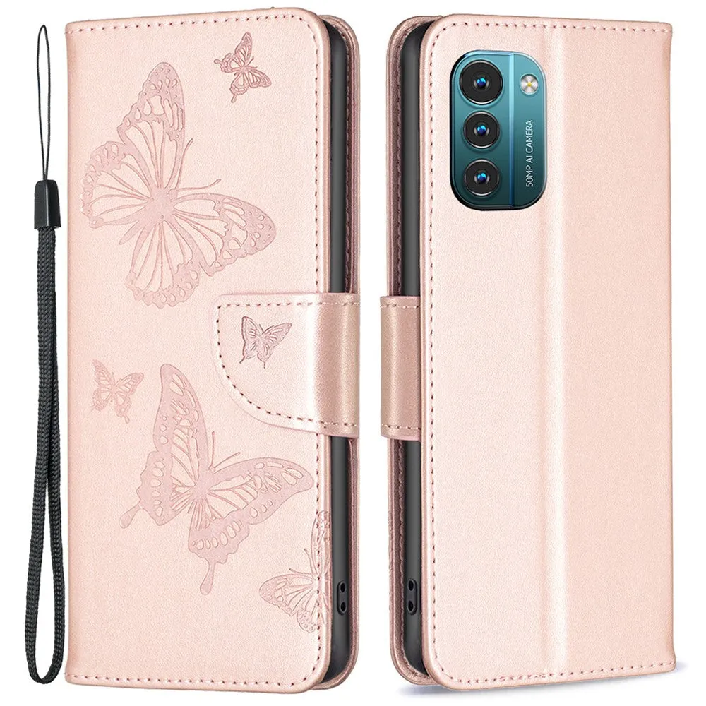 Butterfly Nokia G11 / G21 flip case - Rose Gold