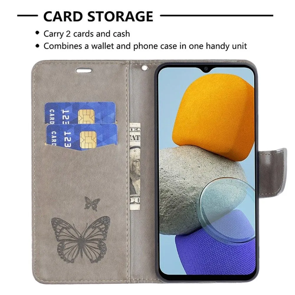 Butterfly Samsung Galaxy M33 5G flip case - Grey