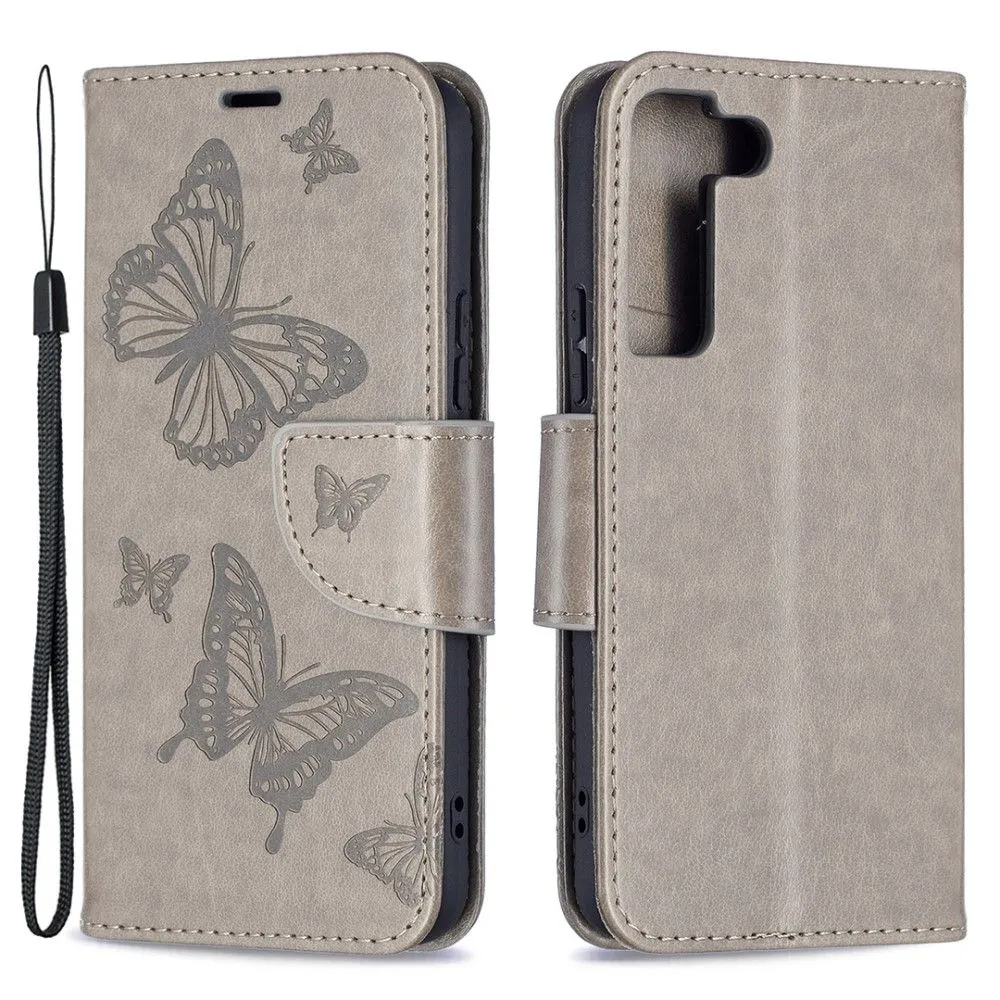 Butterfly Samsung Galaxy S22 Plus flip case - Grey