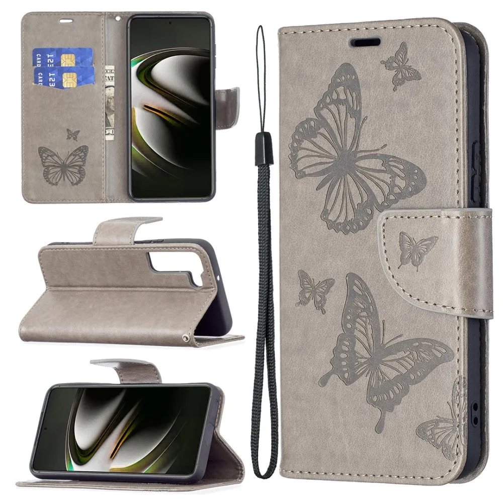 Butterfly Samsung Galaxy S22 Plus flip case - Grey