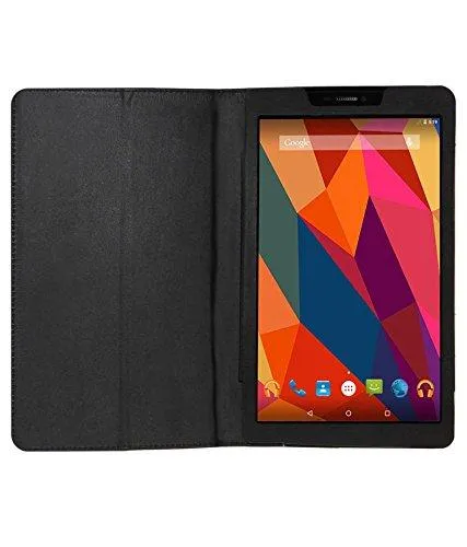 Colorcase Tab Flip Cover Case for Micromax Canvas Tab P681 - Black