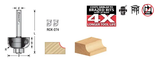 Cove Router Bit | 1⁄16 Radius x 1⁄2 Dia x 1⁄2 x 1⁄4" Shank | 49092 | 738685890929