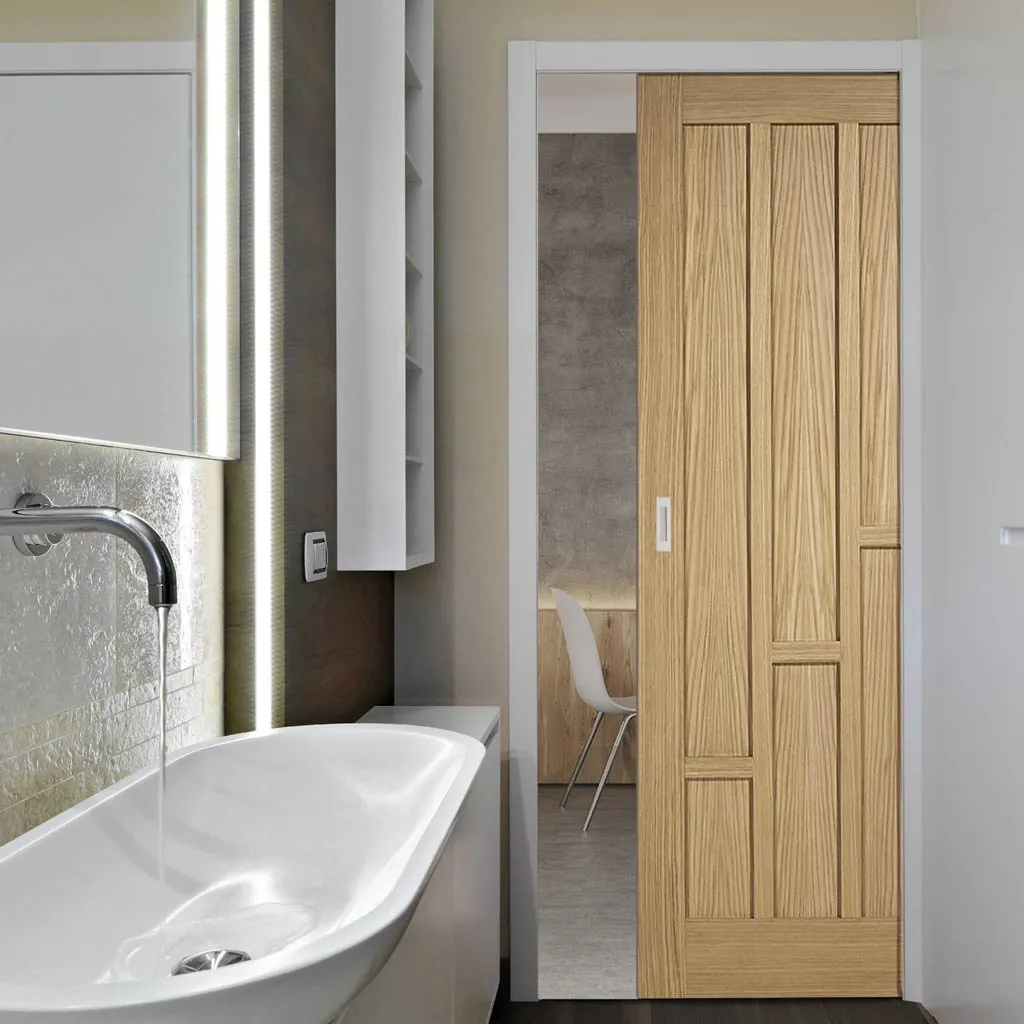 Coventry Oak 6 Panel Single Evokit Pocket Door - Prefinished