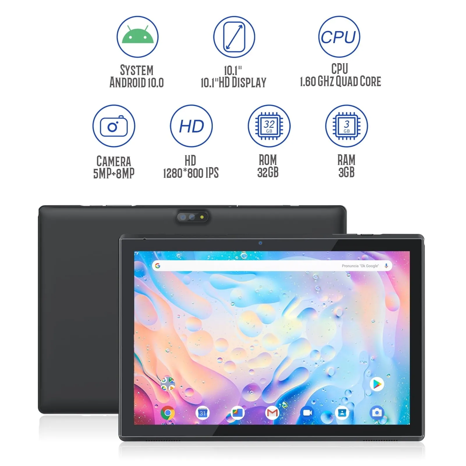 CWOWDEFU F10W 10" Display 32GB Storage 3GB RAM Android WIFI Tablet - Black