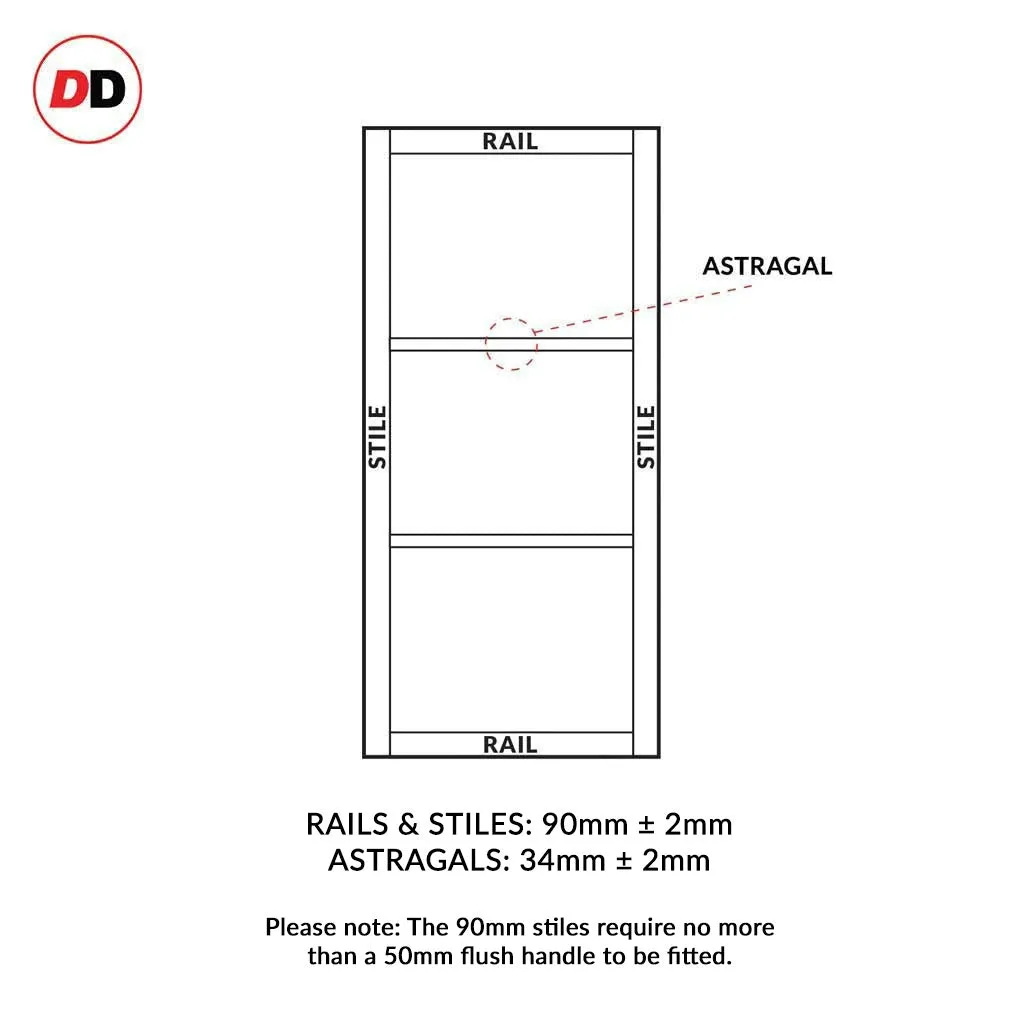 Double Sliding Door & Premium Wall Track - Eco-Urban® Manchester 3 Panel Doors DD6305 - 6 Colour Options