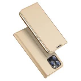 DUX DUCIS Skin Pro Faux Leather Wallet Flip Case for Apple iPhone 14 Pro - Gold