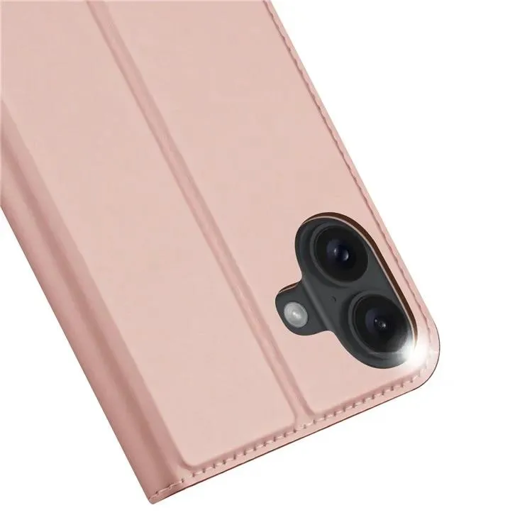 DUX DUCIS Skin Pro Faux Leather Wallet Flip Case for Apple iPhone 16 Plus - Rose Gold