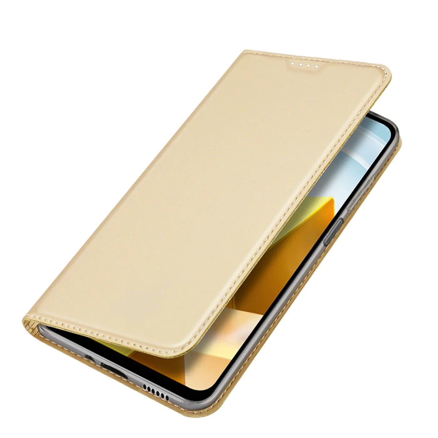 DUX DUCIS Skin Pro Faux Leather Wallet Flip Case for Xiaomi Poco M5 - Gold