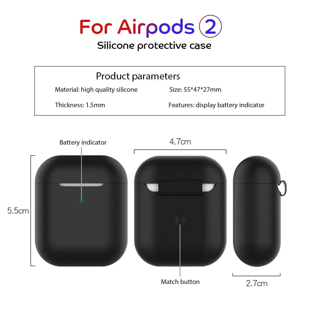 Earphone Case For Apple AirPods 2 Silicone Cover Wireless Bluetooth Headphone Air Pods Pouch Protective For AirPod Silm Case