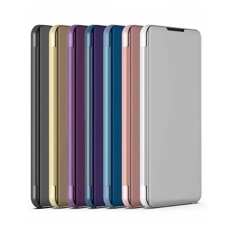 Electroplated Mirror Flip Leather Phone Case with Stand for iPhone 15 Pro, Series 1