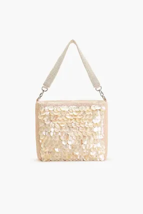 Embellished Shells and Raffia Bucket Bag