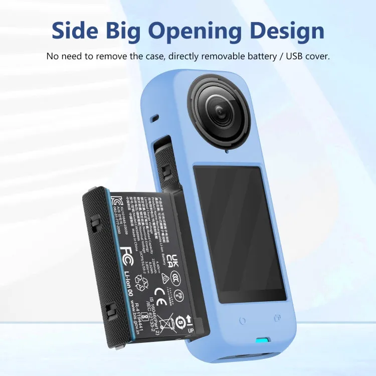 For Insta360 X4 PULUZ Full Body Dust-proof Silicone Protective Case (Blue)