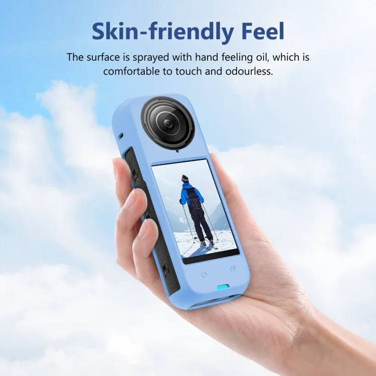 For Insta360 X4 PULUZ Full Body Dust-proof Silicone Protective Case (Blue)