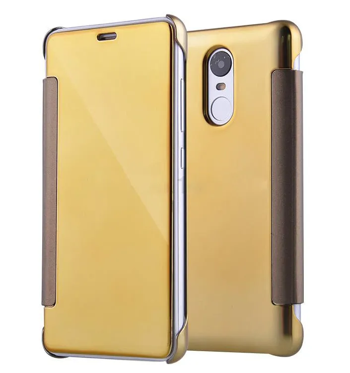 For Xiaomi Redmi Note 4 - New Luxury Smart Semi Clear View Mirror Flip Cover (As Per Indian Redmi Note 4 Model)