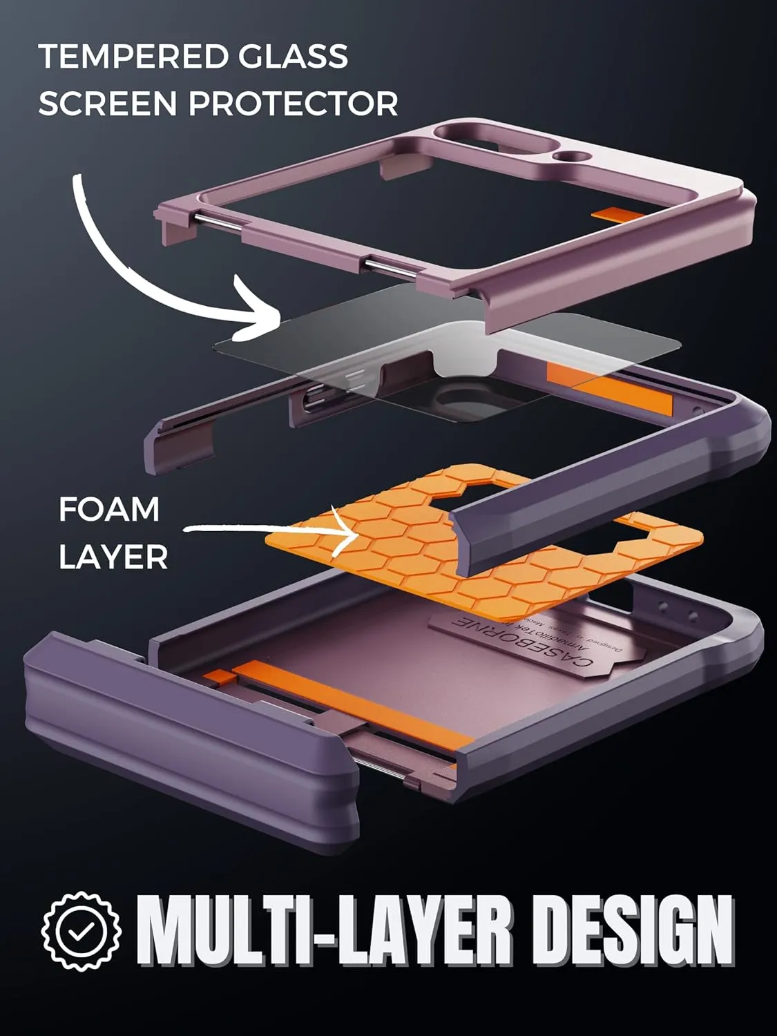 Galaxy Z Flip 5 Case - Military Grade with Hinge Protection & Tempered Glass Screen Protector