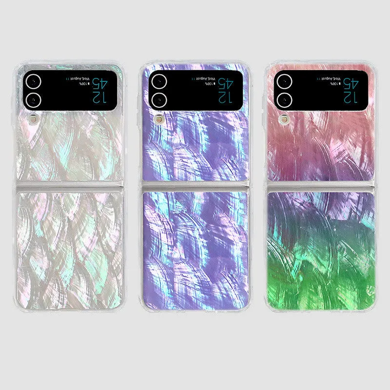 Galaxy Z Flip Case Clear Design Pattern Glitter Aesthetic Phone Case