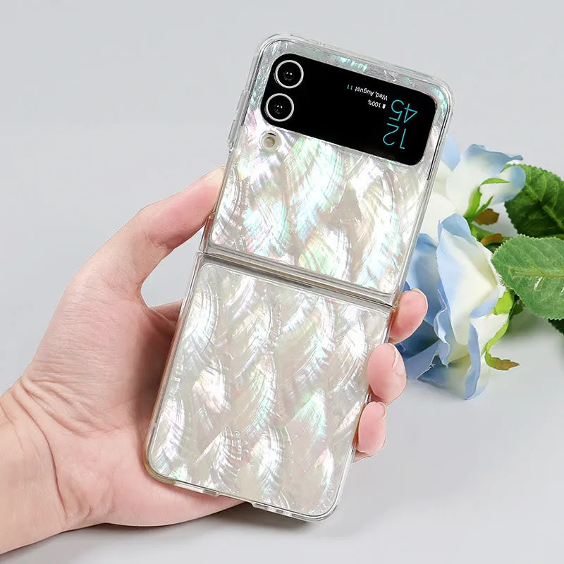 Galaxy Z Flip Case Clear Design Pattern Glitter Aesthetic Phone Case