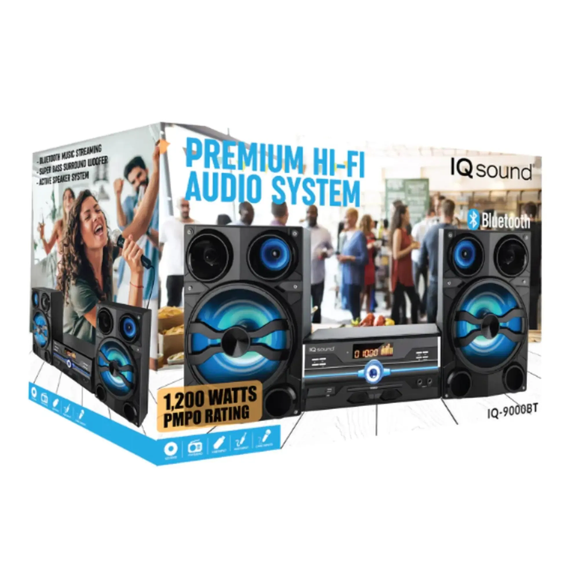 HiFi Multimedia Audio System with Bluetooth and AUX/USB/Mic Inputs -HiFi Audio System