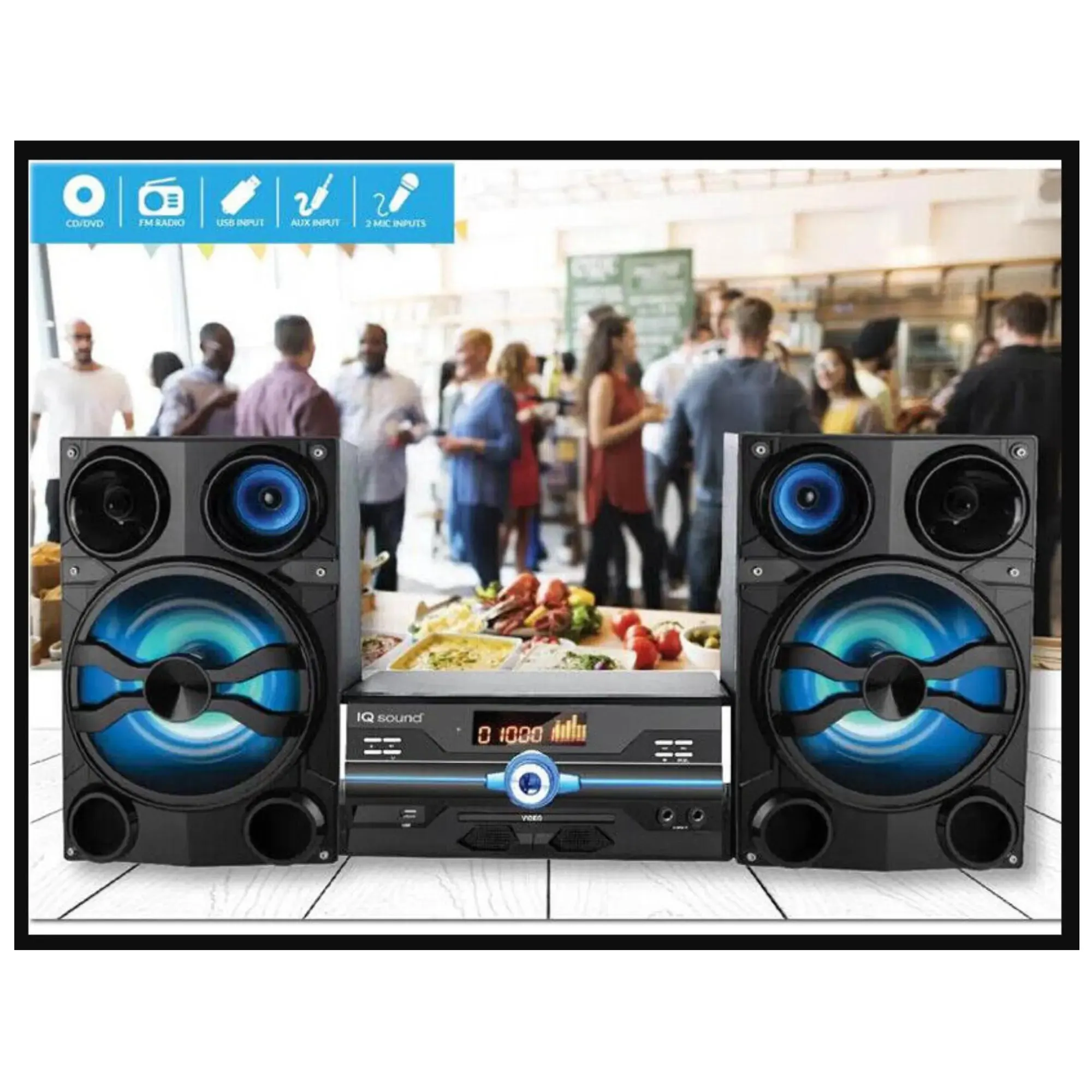 HiFi Multimedia Audio System with Bluetooth and AUX/USB/Mic Inputs -HiFi Audio System