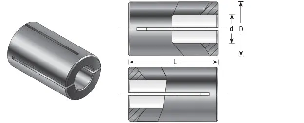 High Precision Router Collet Reducer | 1⁄2 Overall Dia x 1⁄8 Inner Dia x 1" Long | RB-115 | 738685991152