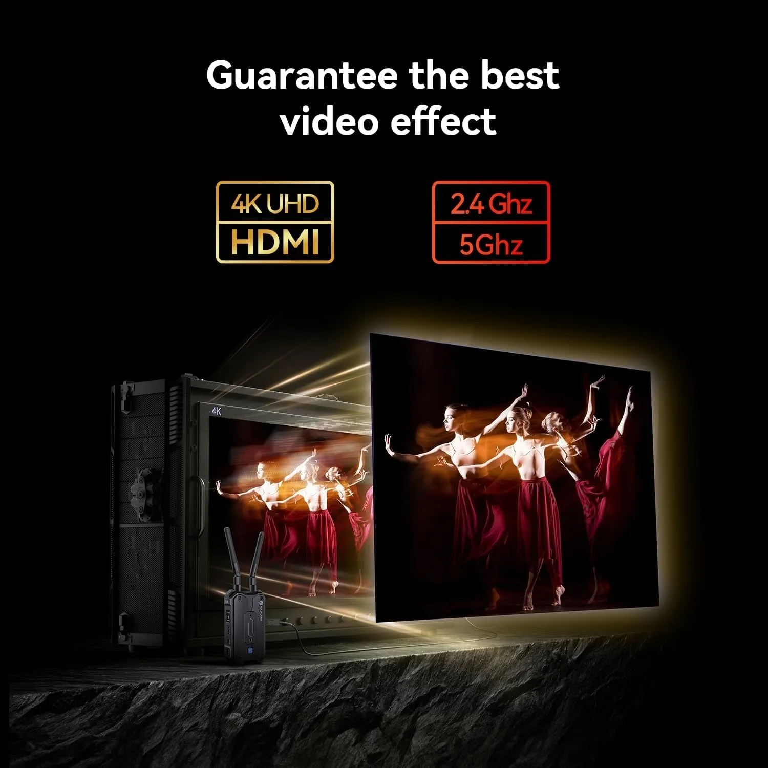 HOLLYLAND PYRO H HDMI Wireless 4K 30fps UHD Video Transmission System TX   RX with Max 1300ft LOS Range, 60ms Low Latency, UVC Streaming, HDMI Loopout and Multi Power Supply Options for Live Broadcasting, Videography