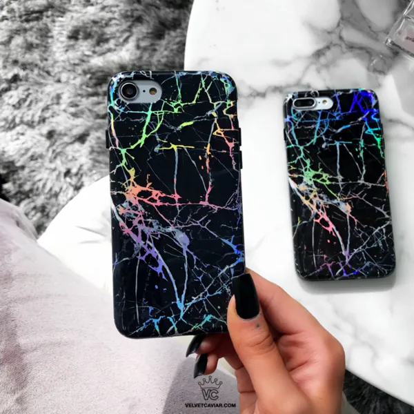 Holo Black Marble iPhone Case