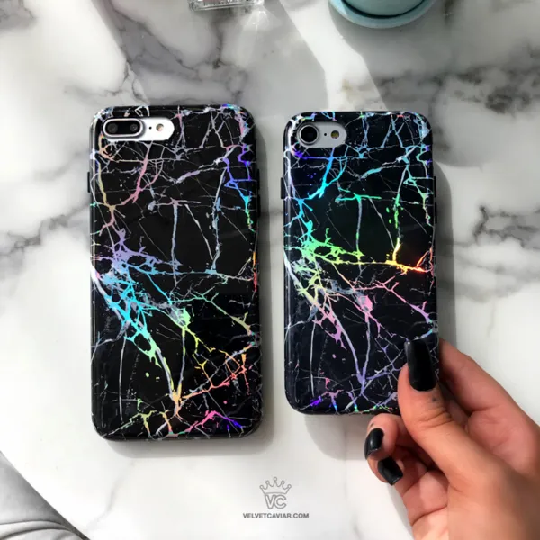 Holo Black Marble iPhone Case