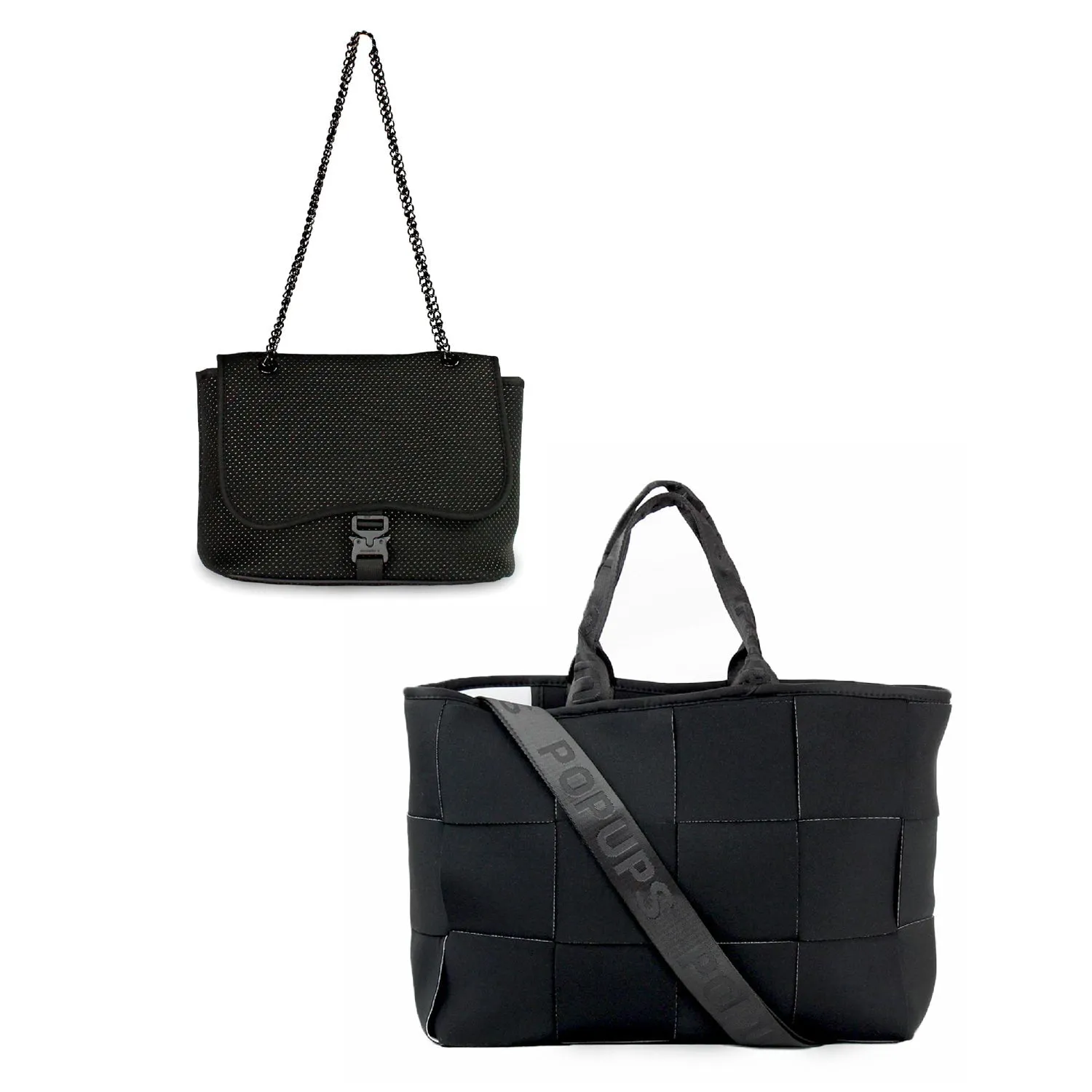 ICON TOTE   FLAP CROSSBODY - BLACK