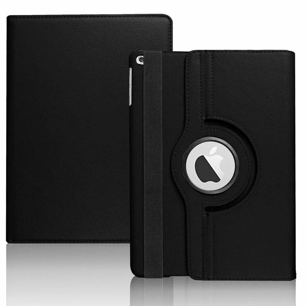 iPad 2/3/4 Black Case Rotating 360 Full Protective Cover Leather Style Stand Up Positions