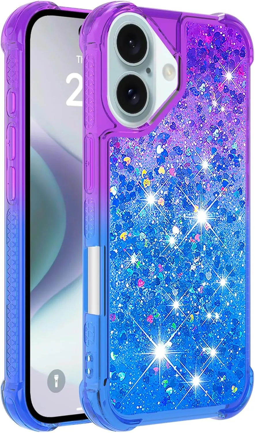 iPhone 16 Glitter Liquid Cute Protective Bumper Soft TPU Case